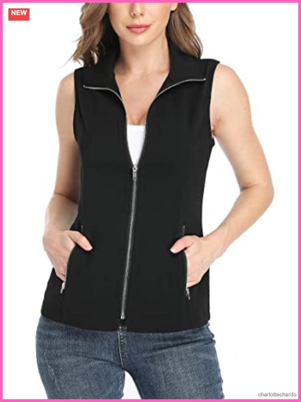 Women's Lightweight Sleeveless Zip Up Utility Vest with Pockets